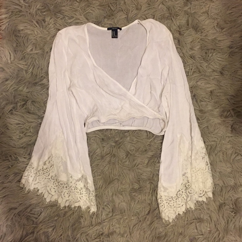White boho crop top